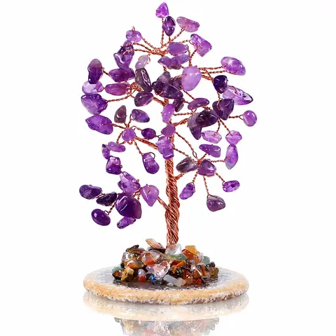 Genuine Rose Quartz Feng Shui Tree - Artisanal Handmade Cozy Aesthetic Fengshui Ornament, Multi-Size Genuine Stone Home Decor for Living Room/Bedroom, Balance, Love Energy, Stress Relief, Birthday Gift