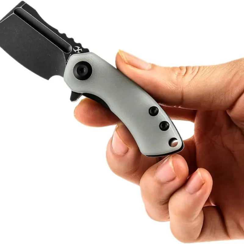 KANSEPT Mini Korvid Cleaver Pocket Knife - 1.45" Straight Edge 154CM High Carbon Stainless Steel Blade, Ceramic Bearing Smooth Flipping Action, Liner Lock, Coin Purse Opener, Micarta/G10 Handle, Pocket-Size Power EDC Camp Kitchen Tools (T3030 Series)