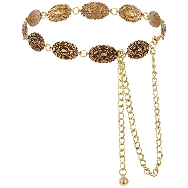 Western Chain Belt for Women Bronze Concho Cowgirl Belts Adjustable ...