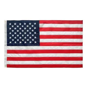 American Flag 3x5 Embroidered Stars Made in USA Heavy Duty Durable US Flag for Outdoors Sewn Stripes, Brass Grommets 3x5 FT Strong Long Lasting USA Flag Banner Wall Decoration Holiday Decor
