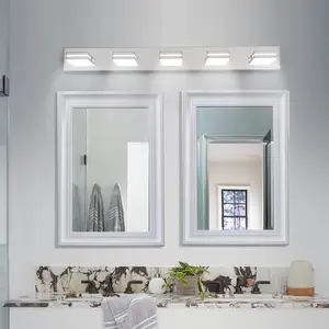 Modern Chrome LED Vanity Light, 5-Lights Wall Sconce for Bathroom and Mior, Sleek Minimalist Design, Energy-Efficient, Easy to Install