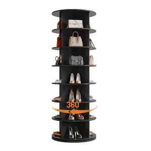 7 Tier Rotating Shoe Rack Tower, Free Standing Spinning Shoes Organizer, 360°Revolving Vertical Spinning Shoe Display, Round Shoes Storage Rack for Entryway