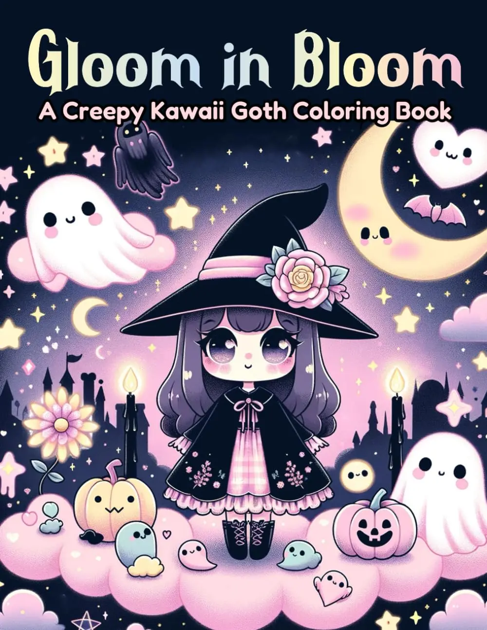 Gloom in Bloom - A Creepy Kawaii Goth Coloring Book; Gothic Coloring Book, Kawaii Goth Art, Creepy Cute Coloring Pages