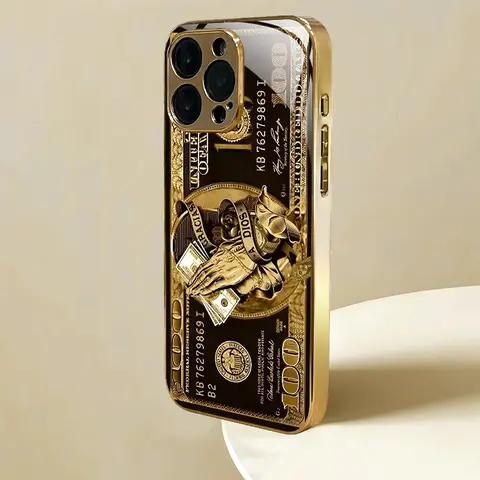 2026 New Preppy Wealth-Themed Cowboy Ultra-Thin Shockproof Smartphone Case - Gold-Plated Transparent Full-Cover TPU Accessory, Lens Protector, Drop-Resistant Frame, Scratch-Resistant Back for iPhone 17/15/14/13 & Samsung Cellphones, Unisex Gift
