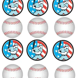 Baseball Cupcake Toppers - 12 Edible Cookie Toppers for Baseball Cake & Party Decorations - 2 1/4 Inch Images - Perfect for Cakes, Cookies, & More
