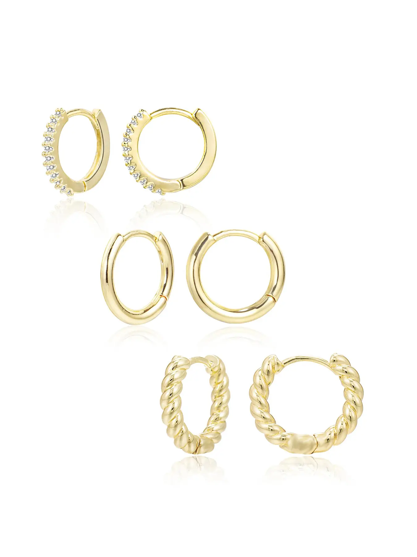 3 Pairs Small Hoop Earrings Set, Ear Hoops, Hypoallergenic Lightweight Ear Rings for Girls, Sporty Style All Season Jewelry Gift, Versatile Earrings, Stackable Earrings, Earring Stacking Set
