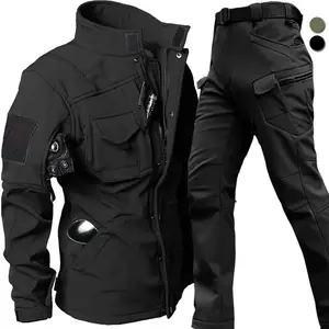 2025Windproof Waterproof Biker Suit Men Tactical Jacket Pants Sets Winter   Soft Shell Uniform Warm Fleece Coats