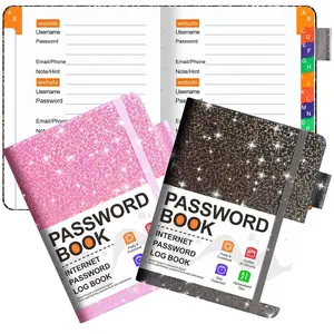 Glitter Password Book, 1/3/5/7 Counts Portable Internet Address & Password Logbook with Elastic Band, Internet Address & Password Notebook for Home & Office, Office Stationery Supplies, Office Organizer