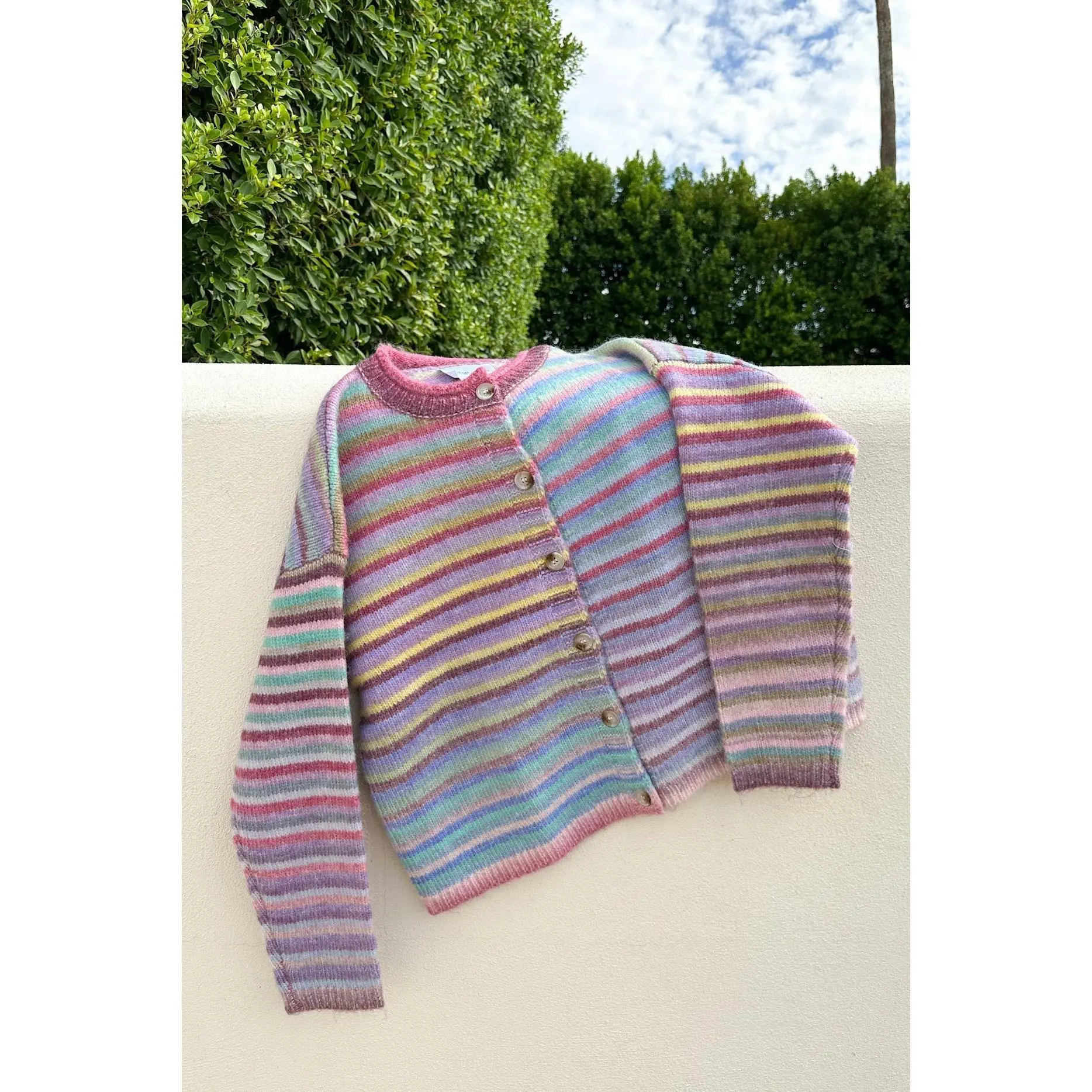 Free Falling Rainbow Knit Cardigan in Cotton Candy