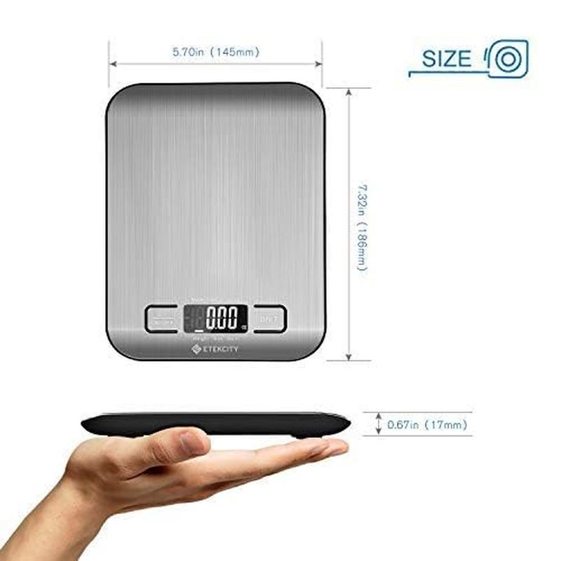 Etekcity Food Kitchen Scale, Digital Grams and Ounces for Weight Loss, Baking, Cooking, Keto and Meal Prep, LCD Display, Medium, 304 Stainless Steel Etekcity