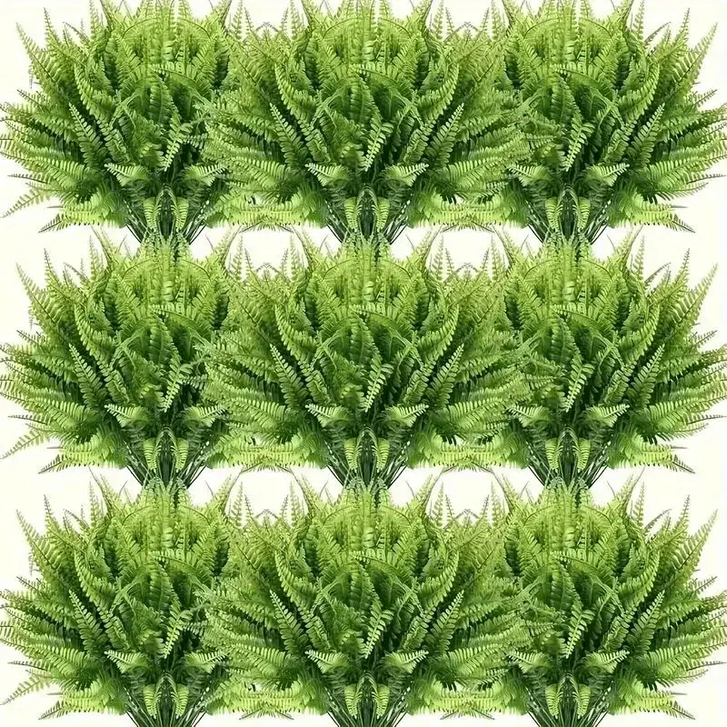 12/24-Pack Large Plastic Boston Fern Plants Set - Artificial Flowers, Balcony & Countertop Fake Plants for Indoor Home & Garden Decor, Balcony Artificial Plants Decoration yard decor artificial flowers for outside fake flowers for outdoor outdoor decor