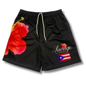 Black Friday Flashsale | WILEY SAVE BRAND Man's Hibiscus Printed Breathable High Street Men's Summer Mesh Shorts for Youth Unique Design 100% Polyester Quick Dry Elastic Waist