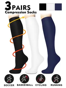 Compression Socks 15-20mmhg Wide Calf, Sporty Tight-Fitting Design, Boost Circulation & Running Performance, Ideal for Nurses & Pregnant Women