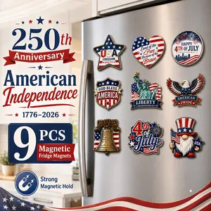 9 Pcs Patriotic Fridge Magnets for 4th of July, Usa Independence Day Decor, Epoxy Dome Resin Finish, Strong Magnetic Backing, Holiday Party Gift
