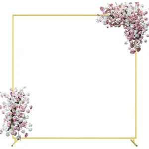 6FTx6.6FT Square Backdrop Stand,Gold Wedding Arches for Ceremony,Metal Balloon Arch Stand Garden Arbor Frame for Baby Shower Decoration Birthday Party,Gold,Balloon Accessories,Spot Supply