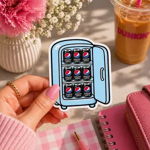 Pepsi Zero Soda Sticker | Retro Blue Mini Fridge Aesthetic | Pepsi Zero Soda Lover | Vintage Kitchen Decal