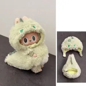 Dinosaur Cute Waistcoat-cute doll clothes accessory、17CM Sized Dolls, Cute Hooded Outfit with Matching Bag, Soft Fluffy Material, Perfect for Collectors & Gifts