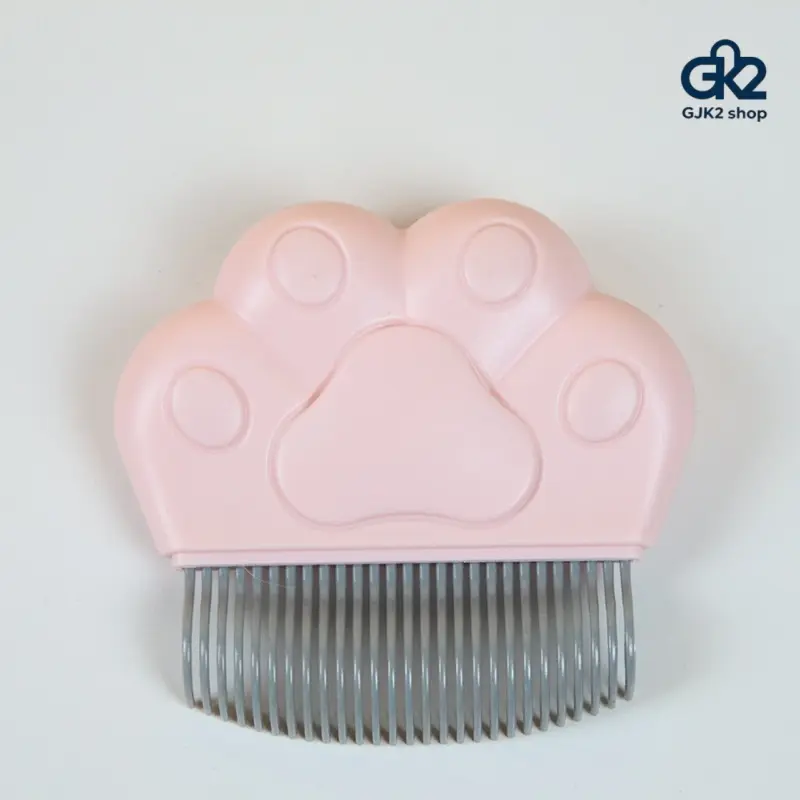 Multifunctional 19cm Double-Sided Paw Shape Pet Flea Comb - 7.5cm/2.95in Safe Round Head Needles, Ergonomic Long Handle, Lightweight Portable Structure, for Kittens & Other Small Animals, Floating Hair Grooming, Safe for Sensitive Facial Skin