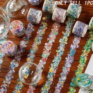 200cm Roll Floating Dream Series Ice Crystal Pet 3D Laser Silver Color Irregular Tape, Adhesive Stickers, Creative Hand Account Material Decor DIY Scrapbook Album Scrapbooking, Creative Decoration, DIY Crafts