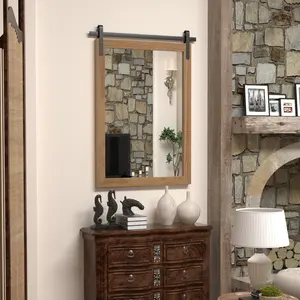 Farmhouse Wood Frame Rectangular Wall Mirror