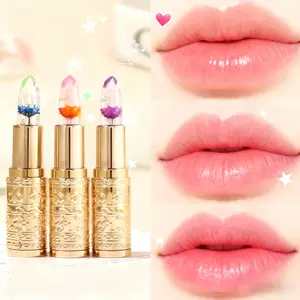 Clear Crystal Flower Lipstick, Temperature-Reactive Jelly Balm with Bloom Inside, Hydrating, Glossy & Long-Lasting Color, Unique Holiday Gift for Women & Girls