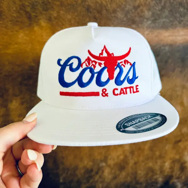 Coors& Cattle Embroidered Retro Hat Trucker Hat Many Colors Snapback Hat, Unisex Casual Street Style, Gift Idea For Her Him, Unisex Everyday Wear