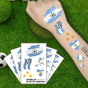 5 Piece Argentina Flag Football Temporary Tattoos, Waterproof Fan Face Stickers, Sports Event Party Body Decorations, Facial Arm Use