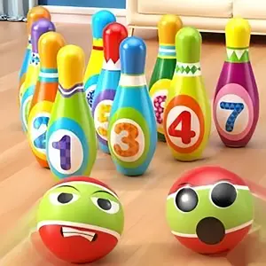 Bowling Toy Set🎳, Rich in Colors, Soft Material, Not Afraid of Falling, Available in Two Specifications: 6 Bottles 2 Balls And 10 Bottles 2 Balls, Suitable for Halloween And Christmas Gifts