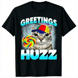 Greetings Huzz Funny Lollipop Cat Meme T-Shirt