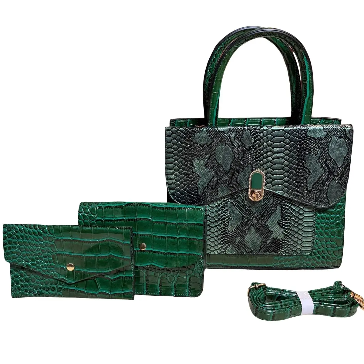 Snakeskin Pattern Handbag Set with Wallets