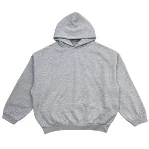 Men's Fleece Hoodie FW24 Light Heather Gray, Long Sleeve, Contemporary, Cozy, Hooded, Neutral, Designer Fashion Tops for Comfort and Style, Contemporary Men's Hoodies, Cozy Men's Hoodies oversized