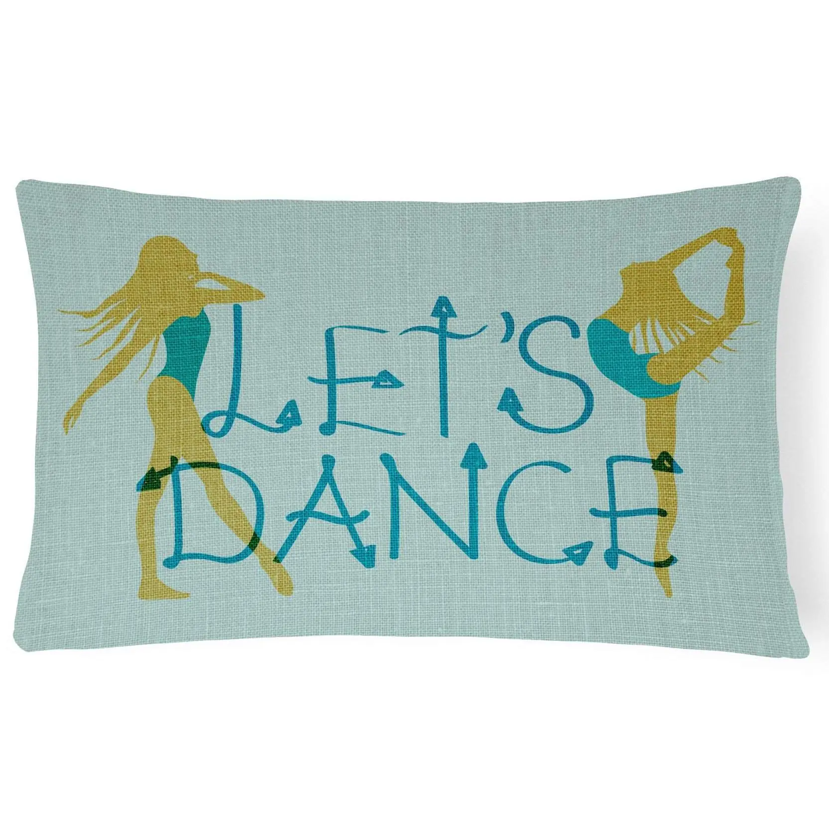 Let's Dance Linen Teal Canvas Fabric Decorative Pillow BB5374PW1216
