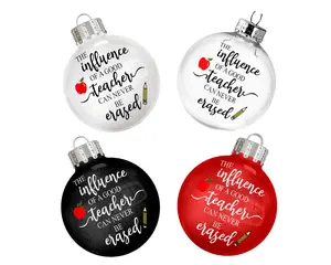 The Influence of a Good Teacher Apple Pencil Glass Ball Handmade Ornament with Permanent Vinyl Lettering & Glitter Options for Teachers' Appreciation