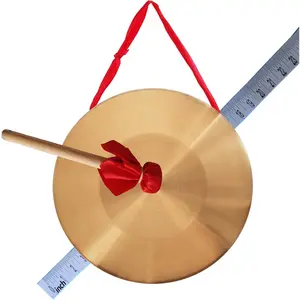Diameter 14.17 inch(36cm) Gong Instrument,Chinese Traditional copper alloy gong, Percussion Instrument with Wooden Mallet and Red  Ribbon for ,Office,Celebration,Party & Festivals