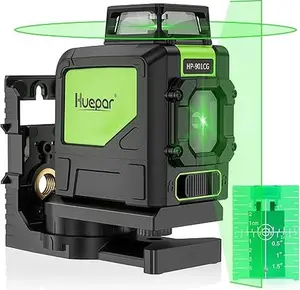 Huepar-901CG Self-Leveling Laser Level, 360 Degree Horizontal Line Alignment with Pulse Mode, 360 Degree Green Beam Cross Line Laser Tool, Comes with Magnetic Pivot Base