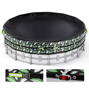 UIRWAY Winter Pool Cover for Above Ground Round Pools UV & Cold Resistant with Tearproof Tarp & Cable System Green Leaf Design