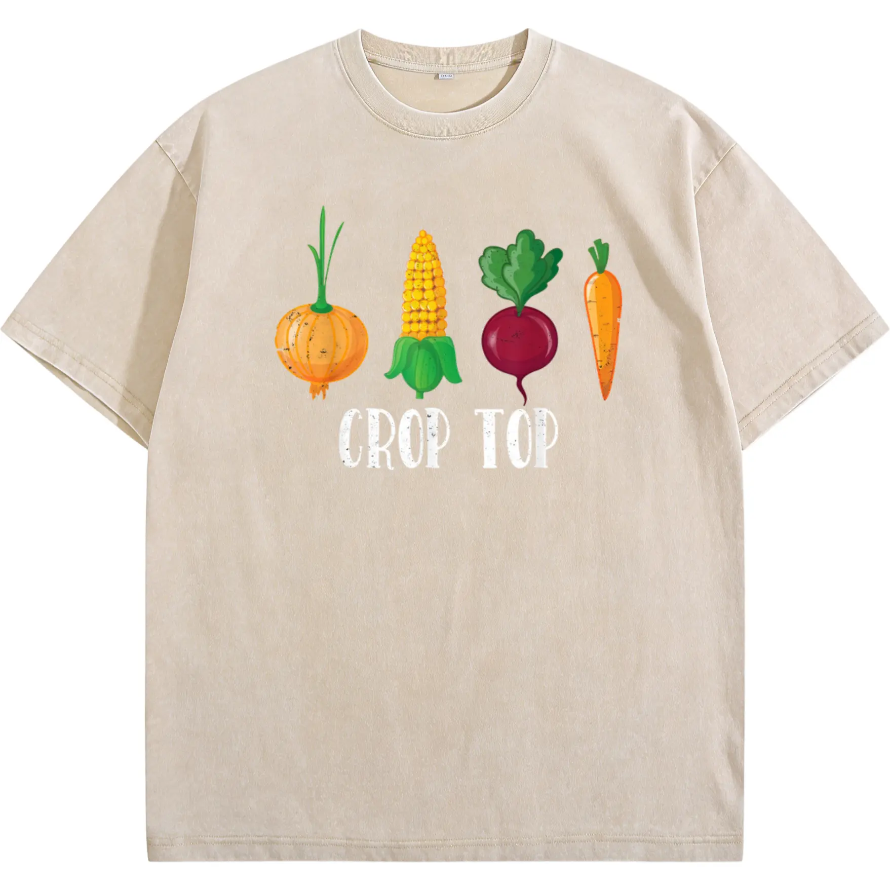Heavyweight 100% Cotton Retro Farming T-Shirt for Men – Fun Vegetable Garden Print with Carrot, Beet, Potato & Cabbage, Perfect Casual Short Sleeve for All Seasons and Outdoor Use