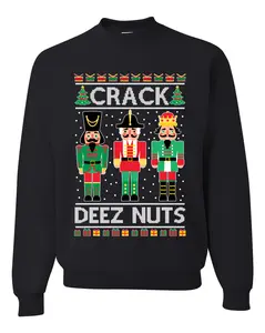 Crack Deez Nuts Meme Ugly Christmas Sweater Christmas Unisex Crewneck Graphic Sweatshirt,  Tops & Tees, For Men, For Women, For Tourism, Gender Neutral Appeal, Fit For All, Fashion For All