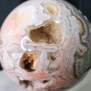 Mexican Crazy Lace Agate Sphere Crystal Collectors Unique Geode Specimen for Home Decor and Healing
