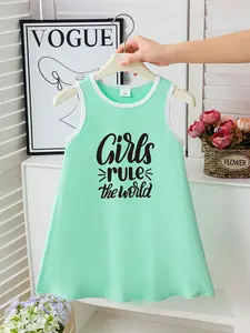 Summer Toddler Dress, Inspirational 'girls Rule the World' Print, Sweet and Energetic Style, Perfect for Daily Wear and Playtime