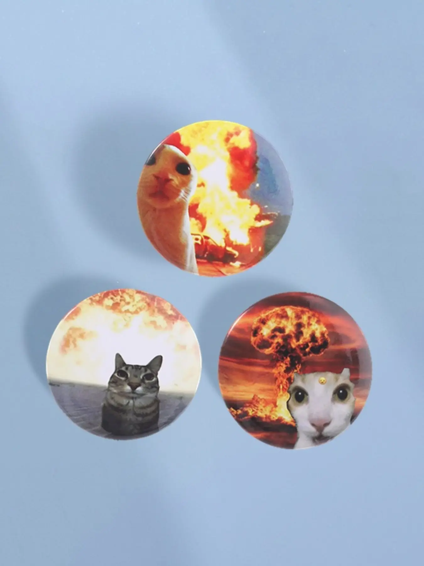 3Pcs Creative Funny Cat Badge Pins, Multiple Silly Cat Expressions, Metal Lapel Pins, Unisex Style, Perfect Gift for Friends