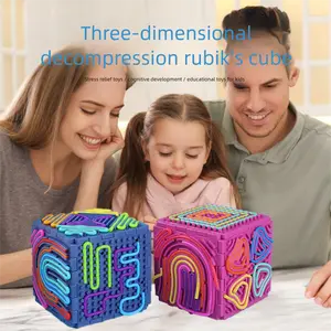 Viral TikTok Fidget Toy - 2 in 1 Silicone Sensory Board & Assembly Cube, Satisfying Tactile Stress Reliever, Boost Focus, Perfect for Desk Office Car Travel, Kids Boys Girls Gift