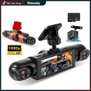 Rimoody 4-Channel 360° Dash Cam (Front/Rear/Interior/Left/Right), 3.16-inch Dash Cam, 24-Hour Continuous Recording – Loop Recording, Supports Parking Monitoring and Reverse Mode, Limited Edition Orange, Holiday Gift, Dash Cam