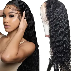 Glueless Long Loose Curly Lace Front Wig - Natural Black, Pre-Plucked 13x4 Free Part, Heat Resistant Synthetic Hair, 24" with Adjustable Straps & Combs for Women, Perfect for Daily Wear, Parties, Weddings & Special Occasions