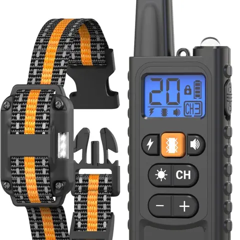 Heaflex Black 4-in-1 Rechargeable Wireless Dog Training Collar - Nylon Adjustable Anti-Bark Collar with Beep/Vibe/Shock, 3 Safe Modes, LED Light, 3300ft Remote Range, IPX7 Waterproof, Low Voltage, Safety Lock, 8-27 Inches, Professional Trainer Choice