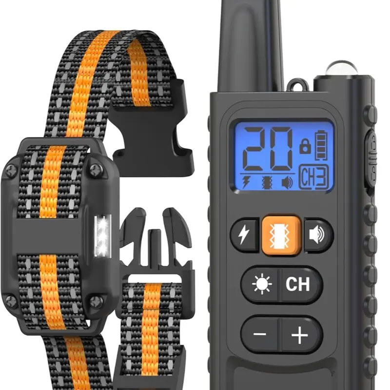 Heaflex Black 4-in-1 Rechargeable Wireless Dog Training Collar - Nylon Adjustable Anti-Bark Collar with Beep/Vibe/Shock, 3 Safe Modes, LED Light, 3300ft Remote Range, IPX7 Waterproof, Low Voltage, Safety Lock, 8-27 Inches, Professional Trainer Choice