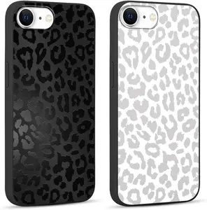 2 Pack Cute Cheetah Print for iPhone 7/8 / SE 2020 / SE 2022 4.7" Phone Case,Luxury Leopard Pattern Design Cases Soft Silicone TPU Shockproof Protective Cover for Women Girls-Black & WhiteiPhone 7 / 8 / SE 2020 / SE 2022Leopard