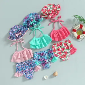 3Pcs Baby Girl Swimsuit 6 12 18 24 Months Toddler Girl 2T 3T 4T Bathing Suit Bikini Set Mermaid Beach Wear