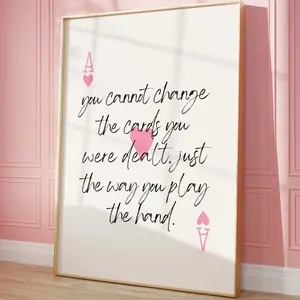 Motivation Quote Wall Art, Trendy Poster, Aesthetic Prints, Pink Girly Room Decor, Coquette Posters, Ace Cards You Were Dealt, No Frame Poster Prints, Wall Hanging Decor