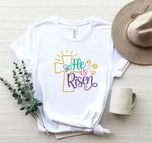 He is Risen Shirt, He is Risen with Cross Tee, Happy Easter Shirt, Women's Easter Shirt, Easter Day Tee